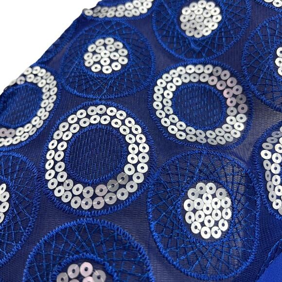 Henderson's Cowgirl Junk Blue Silver Sequin Circle Buckle Crop Show Vest Size 2X - Picture 2 of 6